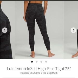 Lululemon instill high rise tight camo size 4